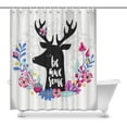 thumbnail image 1 of MKHERT Deer Head Silhouette Inspirational Quotes Be Awesome Waterproof Shower Curtain Decor Fabric Bathroom Set Hooks 60x72 inch, 1 of 1