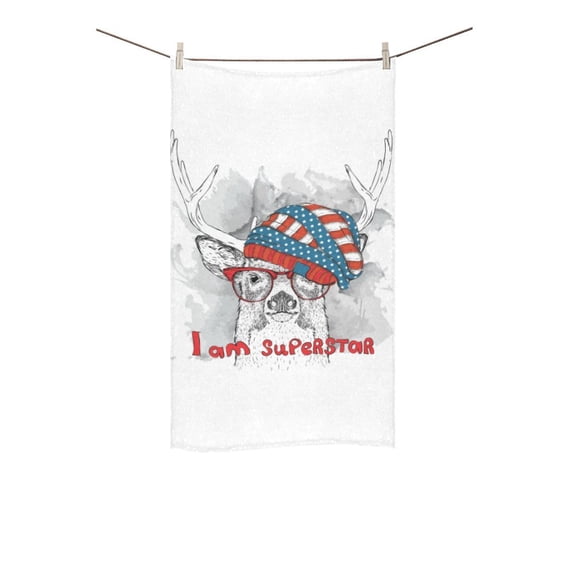 MKHERT Deer In Usa Hat Bath Towel Hand Towel Shower Towel Washcloth 16x28 inch