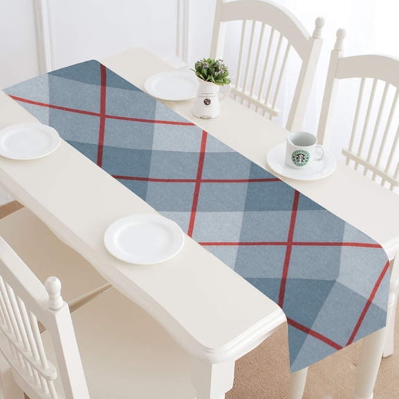 MKHERT Diagonal Plaid Pattern Table Runner for Office Kitchen Dining Room Wedding Party 16x72 inch