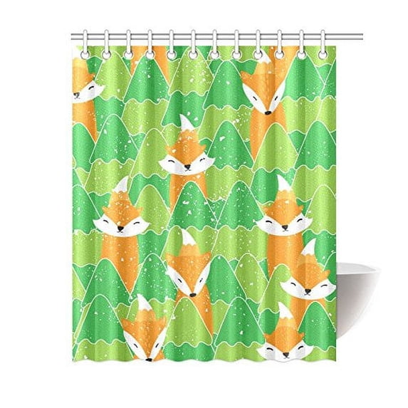 MKHERT Different Cute Foxes Polyester Fabric Bathroom Shower Curtain 60x72 inch