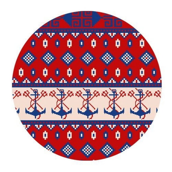MKHERT Digital Style Nautical Chevron Anchor Pattern Round Mousepad Mat For Mouse Mice Size 7.87x7.87 inches