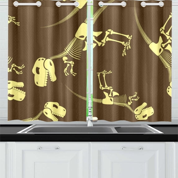 MKHERT Dinosaur Bones Window Curtain Kitchen Curtains Window Treatments 26x39 inch,Set of 2