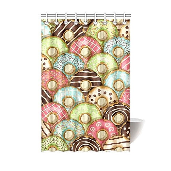 MKHERT Donuts Pattern Polyester Fabric Bathroom Shower Curtain 60x72 inch