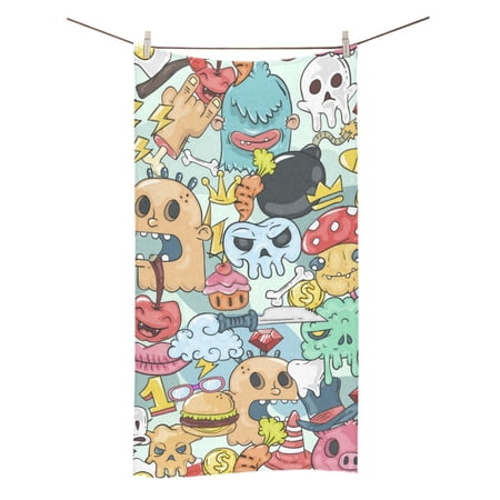 MKHERT Doodle Graffiti Bath Towel Shower Towel Wash Cloth Face Towels 16x28 Inches