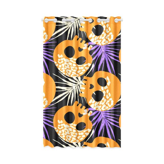 MKHERT Doodle Skull Pattern Window Curtain Living Room,Bedroom Window Drapes 52x84 inch