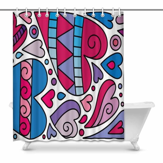 MKHERT Doodle hearts Bathroom Shower Curtain 60x72 inch
