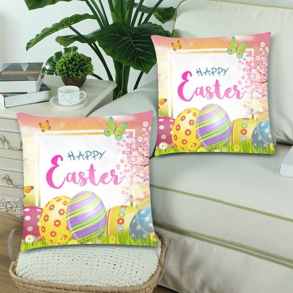 MKHERT Easter Throw Pillowcase Pillow Cover Cushion Couver 18x18 inch, Set of 2