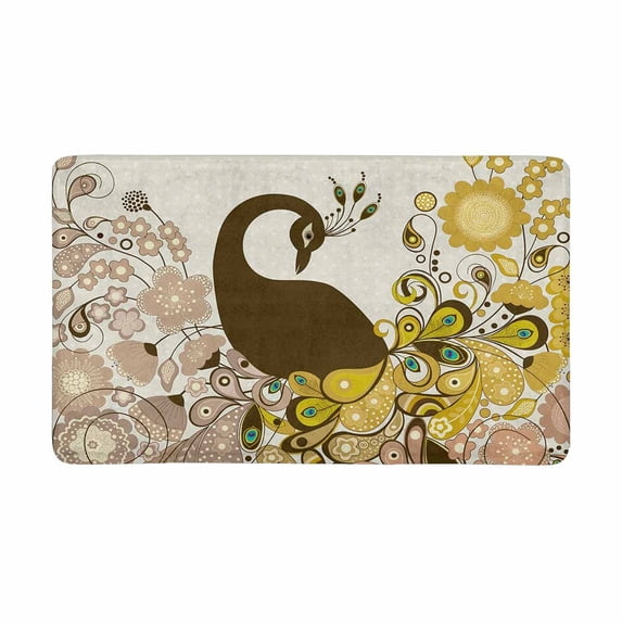 MKHERT Elegant Beautiful Peacock with Flowers on Polka Dots Doormat Rug Home Decor Floor Mat Bath Mat 30x18 inch