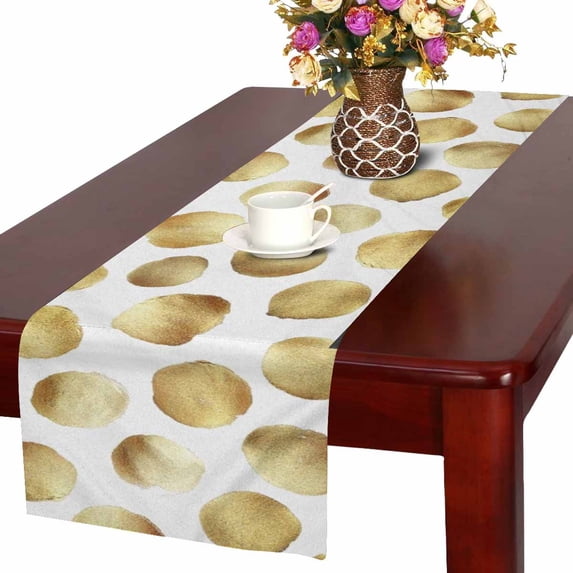 MKHERT Elegant Funny Gold Polka Dots Table Runner for Office Kitchen Dining Wedding Party Banquet 16x72 Inch