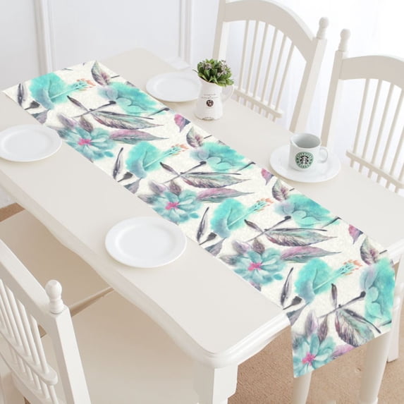 MKHERT Elegant Watercolor Flowers Tulips Table Runner Home Decor for Wedding Banquet Decoration 16x72 Inch