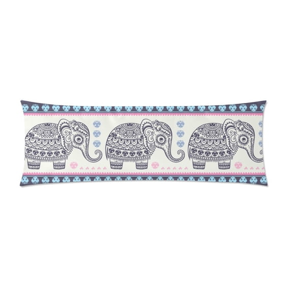 MKHERT Elephant Floral Mandala Body Pillow Pillowcase Pillow Protector Cushion Cover 20x60 Inch
