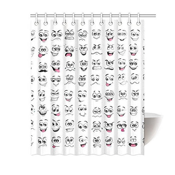 MKHERT Emotions Shower Curtain Bath Curtain Waterproof fabric Polyester Curtains 60x72 inch