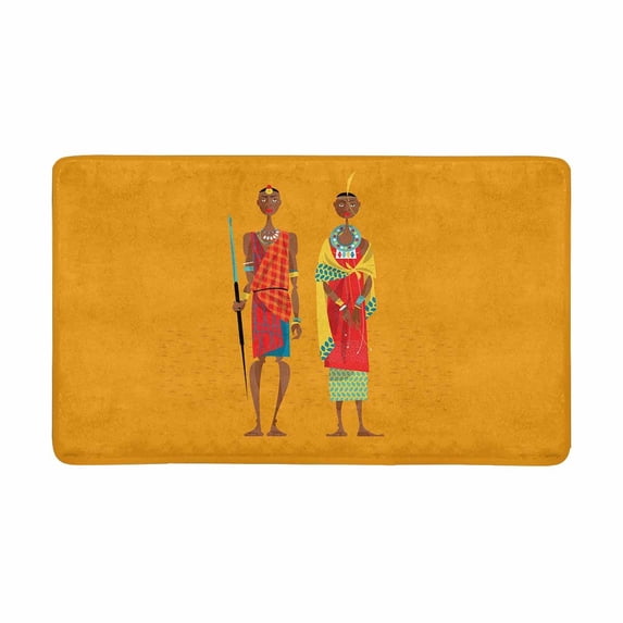 MKHERT Ethnic African Maasai Couple in Traditional Clothing Doormat Rug Home Decor Floor Mat Bath Mat 30x18 inch