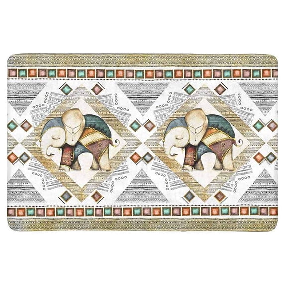 MKHERT Ethnic Elephant Geometrica Triangle Vintage Animal Doormat Rug Home Decor Floor Mat Bath Mat 23.6x15.7 inch