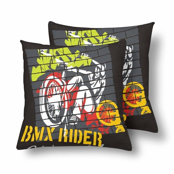 MKHERT Extreme Sport Mountain Bike Pillowcase Pillow Protector Cushion Cover 18x18 inch,Set of 2