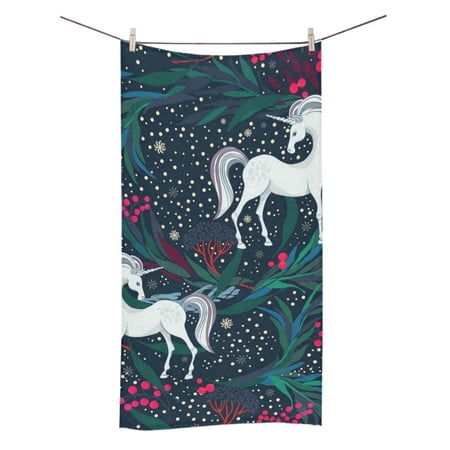 MKHERT Fairy Magic Seamless Vector Pattern With Unicorns Bath Towel Shower Towel Wash Cloth Face Towels 16x28 Inches