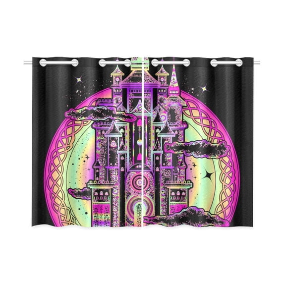 MKHERT Fairy Tale Castle Window Curtains Kitchen Curtain Room Bedroom Drapes Curtains 26x39 inch, 2 Piece