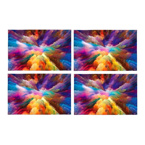 MKHERT Fantasy Abstract Decor Rainbow Colorful Burst Clouds Placemats Table Mats for Dining Room Kitchen Table Decoration 12x18 inch,Set of 4
