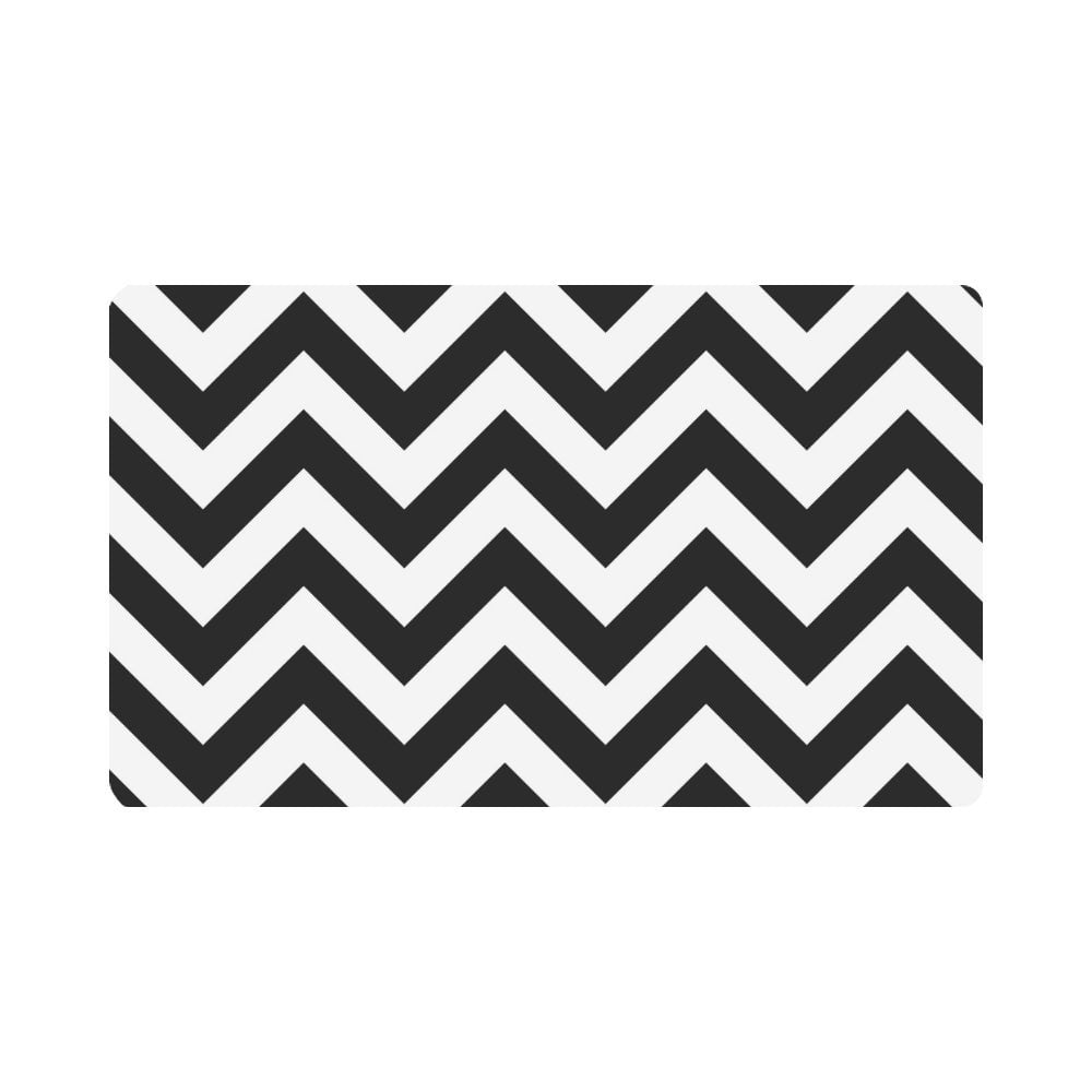MKHERT Fashion Chevron Zig Zag Black and White Doormat Rug Home Decor ...