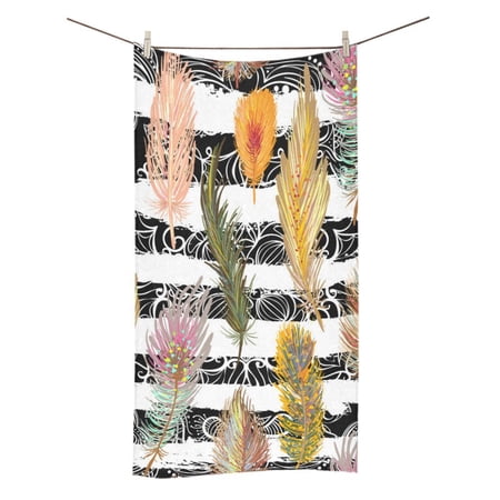 MKHERT Feather Seamless Pattern Bath Towel Shower Towel Wash Cloth Face Towels 16x28 Inches