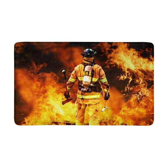 MKHERT Fire Firefighter Fireman Searches for Possible Survivors Doormat Rug Home Decor Floor Mat Bath Mat 30x18 inch
