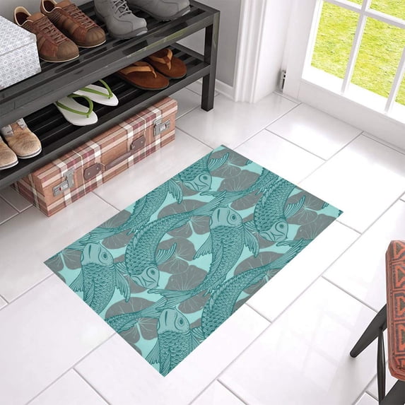 MKHERT Fish Lotus Doormat Rug Home Decor Floor Mat Bath Mat 23.6x15.7 inch