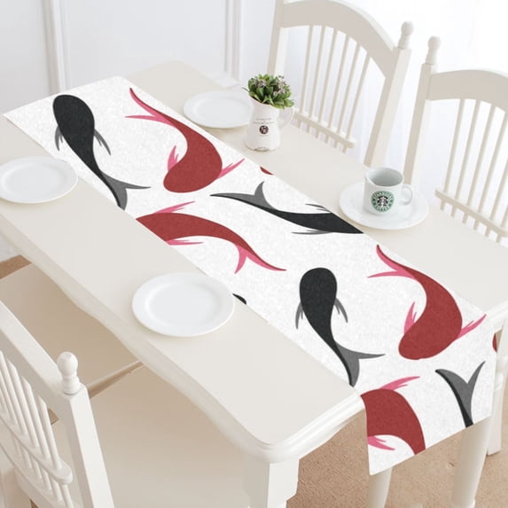 MKHERT Fishes Table Runner for Office Kitchen Dining Room Wedding Party 16x72 inch