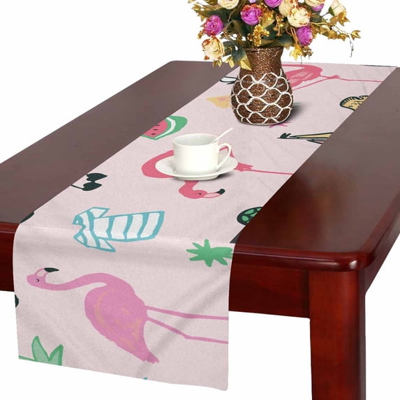 MKHERT Flamingo Bird Summer Pattern Table Runner For Wedding Party Decoration Kitchen Decor Decoration 16x72 inch