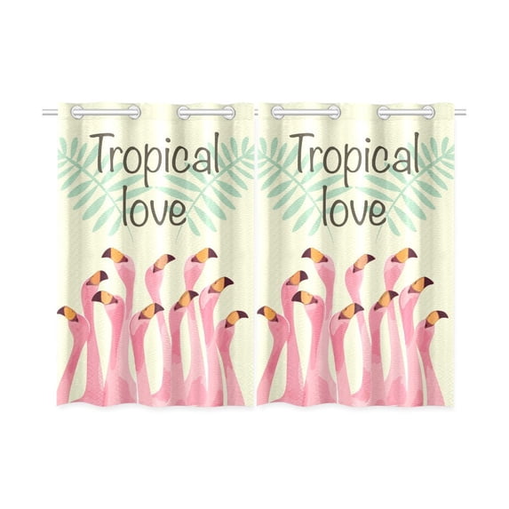 MKHERT Flamingo Love Window Curtain Kitchen Curtains Window Treatments 26x39 inch,Set of 2