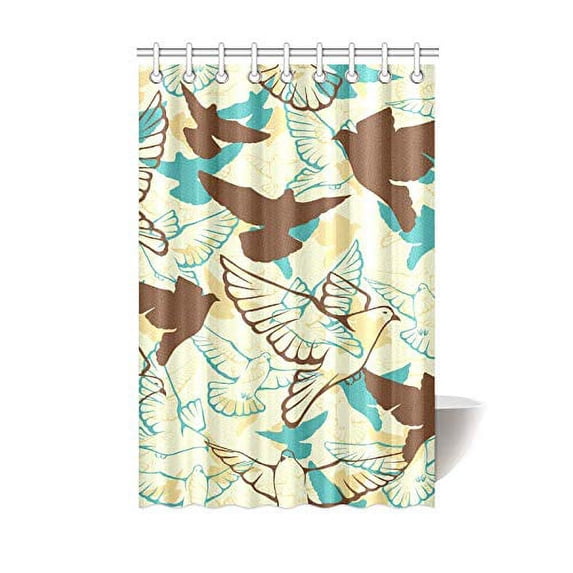 MKHERT Flock Flying Pigeons Polyester Fabric Bathroom Shower Curtain 48x72 inch