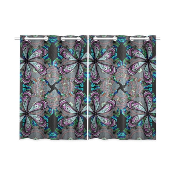 MKHERT Flowers Blackout Window Curtain Kitchen Curtain 26x39 inch, 2 Panels