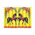 thumbnail image 1 of MKHERT Flowers and Horses Yellow Window Curtains Kitchen Curtain Room Bedroom Drapes Curtains 26x39 inch, 2 Piece, 1 of 3