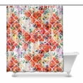 thumbnail image 1 of MKHERT Flowers with Moroccan Tile Quatrefoil Waterproof Polyester Fabric Shower Curtain Bathroom Sets Home Decor 66x72 inch, 1 of 1