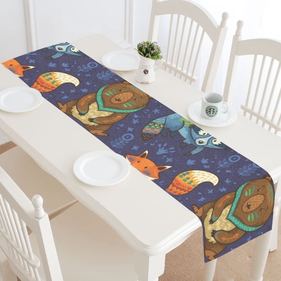 MKHERT Forest Animals Table Runner for Wedding Party Banquet Decoration 14x72 inch