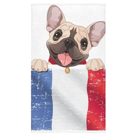MKHERT French Bulldog Fan Holds French Flag Bath Towel Hand Towel Shower Towel Washcloth 16x28 inch