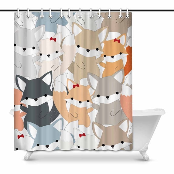 MKHERT Funny Baby Fox Pastel Cartoon Doodle Comic Art Waterproof Shower Curtain Decor Fabric Bathroom Set 60x72 inch
