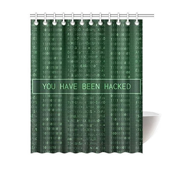 MKHERT Funny Binary Code You Have Been Hacked House Decor Shower Curtain for Bathroom Decorative Fabric Bath Curtain Set 60x72 inch