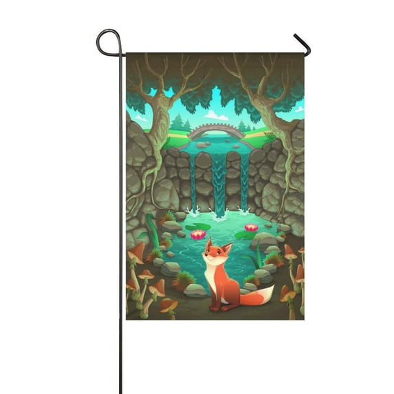 MKHERT Funny Cartoon Fox Garden Flag Outdoor Flag 12x18 inch