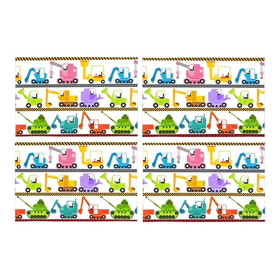 MKHERT Funny Cartoon Vehicle Caterpillar Truck Tractor and Tank Placemats Table Mats for Dining Room Kitchen Table Decoration 12x18 inch,Set of 4