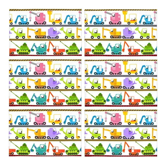 MKHERT Funny Cartoon Vehicle Caterpillar Truck Tractor and Tank Placemats Table Mats for Dining Room Kitchen Table Decoration 12x18 inch,Set of 6