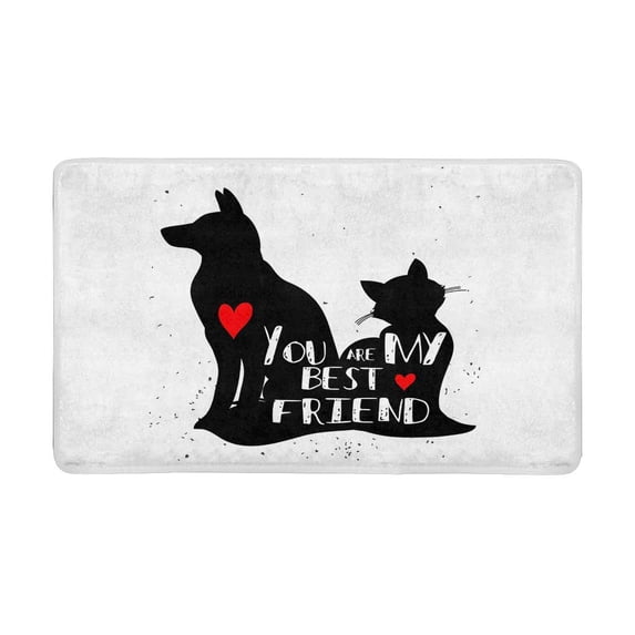 MKHERT Funny Cat and Dog Silhouette You are My Best Friend Doormat Rug Home Decor Floor Mat Bath Mat 30x18 inch