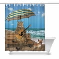 thumbnail image 1 of MKHERT Funny Cat with a Guitar and His Dog on Beach Decor Waterproof Polyester Bathroom Shower Curtain Bath 66x72 inch, 1 of 1