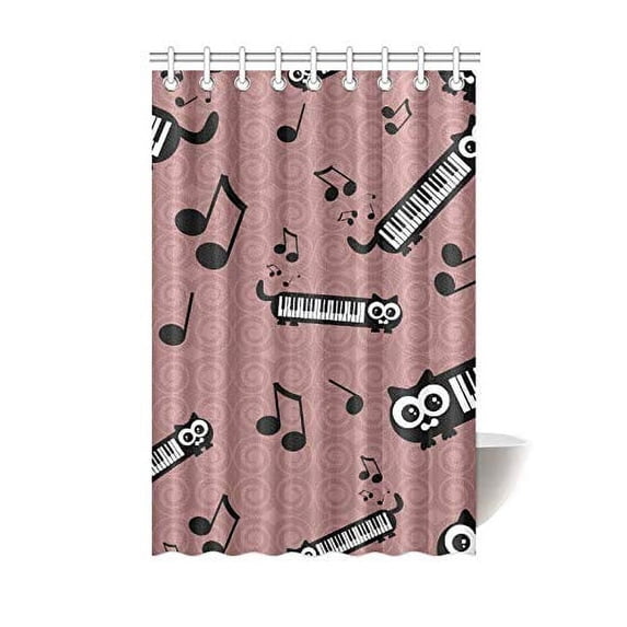 MKHERT Funny Cats Musical Polyester Fabric Bathroom Shower Curtain 48x72 inch