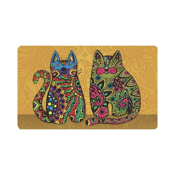 MKHERT Funny Cats with Floral Ornament Doormat Rug Home Decor Floor Mat Bath Mat 30x18 inch