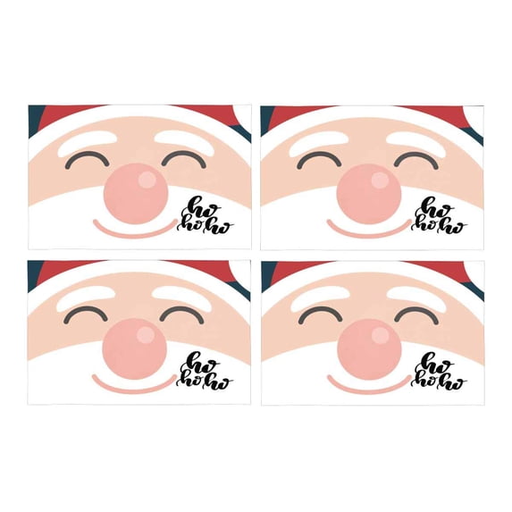 MKHERT Funny Christmas Quote Ho Ho Ho with Face Santa Claus Placemats Table Mats for Dining Room Kitchen Table Decoration 12x18 inch,Set of 4