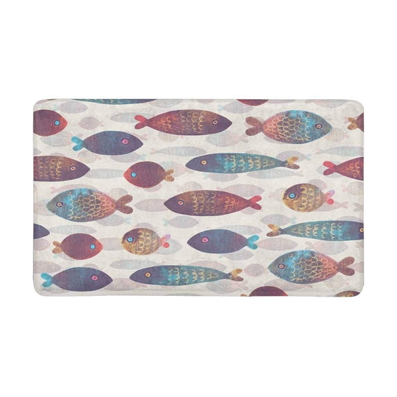 MKHERT Funny Colorful Watercolor Fishes Art Doormat Rug Home Decor Floor Mat Bath Mat 30x18 inch