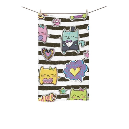 MKHERT Funny Comic Clouds Hearts Cats Love Bath Towel Shower Towel Wash Cloth Face Towels 16x28 inches