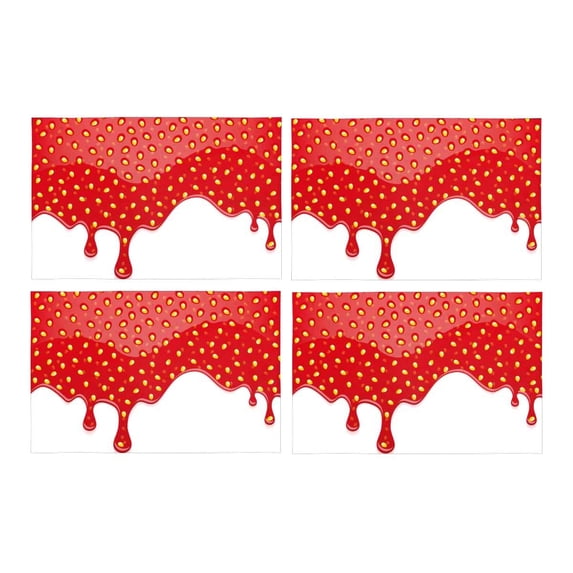 MKHERT Funny Drips of Strawberry Jam Flowing Liquid Placemats Table Mats for Dining Room Kitchen Table Decoration 12x18 inch,Set of 4