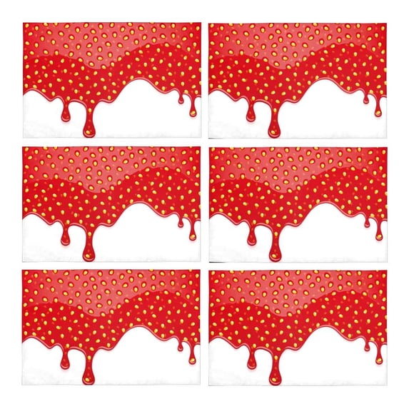 MKHERT Funny Drips of Strawberry Jam Flowing Liquid Placemats Table Mats for Dining Room Kitchen Table Decoration 12x18 inch,Set of 6