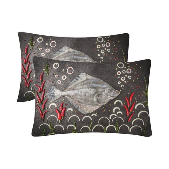 MKHERT Funny Fish Kitchen Pillowcase Pillow Protector Cushion Cover 20x30 inch,Set of 2